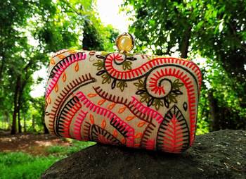 bagzVela Multicolored Embroidered Box Clutch 1