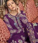 Purple Wedding Wear Satin Anarkali Suit