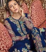 Dark Blue Wedding Wear Satin Anarkali Suit