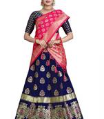 Multicolor jacquard jacquard semi stitched lehenga