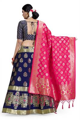Multicolor jacquard jacquard semi stitched lehenga 3