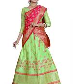 Multicolor jacquard jacquard semi stitched lehenga