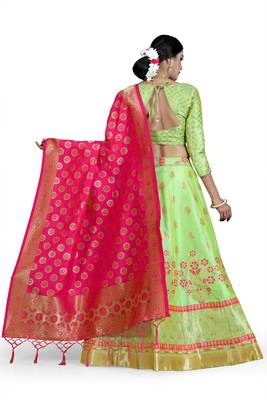 Multicolor jacquard jacquard semi stitched lehenga 4