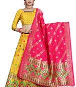 Multicolor jacquard jacquard semi stitched lehenga