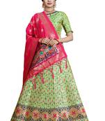 Multicolor jacquard jacquard semi stitched lehenga