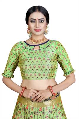 Multicolor jacquard jacquard semi stitched lehenga 3