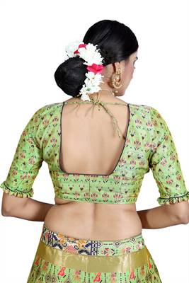 Multicolor jacquard jacquard semi stitched lehenga 4