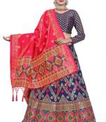 Multicolor jacquard jacquard semi stitched lehenga