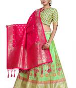 Multicolor jacquard jacquard semi stitched lehenga