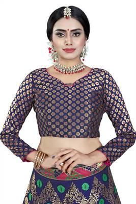 Multicolor jacquard jacquard semi stitched lehenga 2