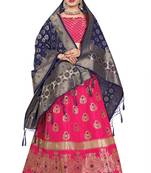 Multicolor jacquard jacquard semi stitched lehenga