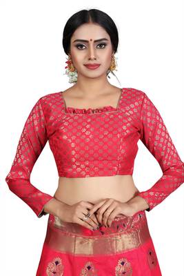 Multicolor jacquard jacquard semi stitched lehenga 3