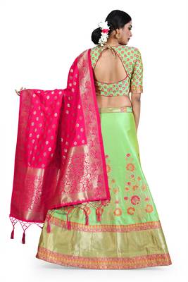Multicolor jacquard jacquard semi stitched lehenga 4
