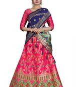 Multicolor jacquard jacquard semi stitched lehenga