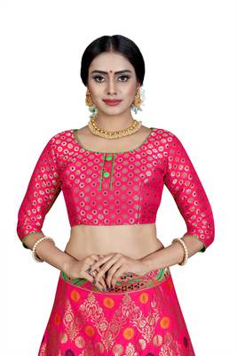 Multicolor jacquard jacquard semi stitched lehenga 3