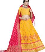 Multicolor jacquard jacquard semi stitched lehenga