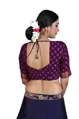 Multicolor jacquard jacquard semi stitched lehenga 3