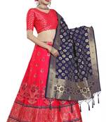 Multicolor jacquard jacquard semi stitched lehenga