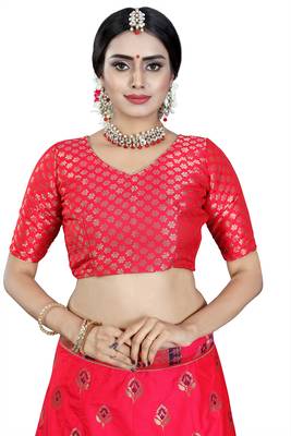 Multicolor jacquard jacquard semi stitched lehenga 2