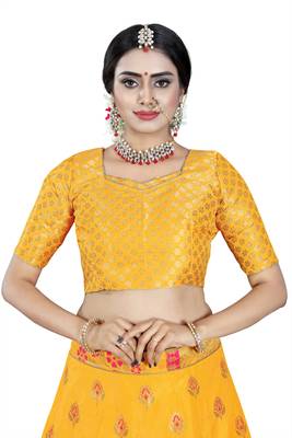 Multicolor jacquard jacquard semi stitched lehenga 3