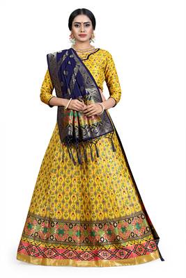Multicolor jacquard jacquard semi stitched lehenga 1