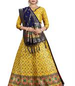 Multicolor jacquard jacquard semi stitched lehenga