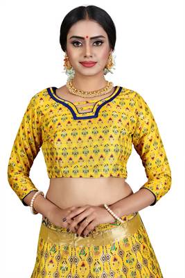 Multicolor jacquard jacquard semi stitched lehenga 3