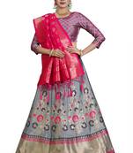 Multicolor jacquard jacquard semi stitched lehenga