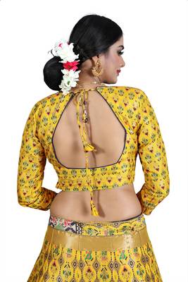 Multicolor jacquard jacquard semi stitched lehenga 4