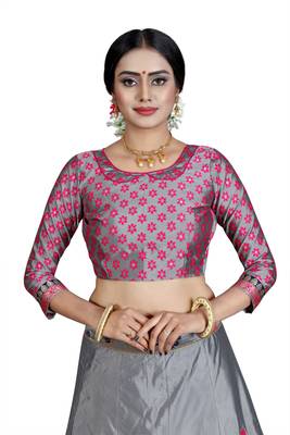 Multicolor jacquard jacquard semi stitched lehenga 3