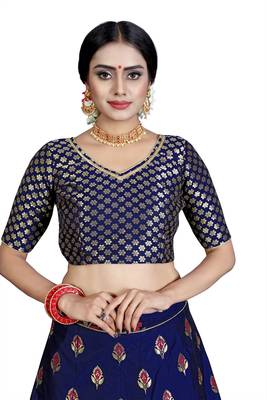 Multicolor jacquard jacquard semi stitched lehenga 2
