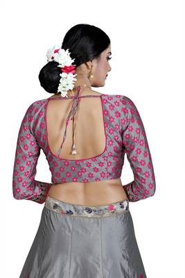 Multicolor jacquard jacquard semi stitched lehenga 4
