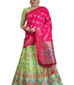 Multicolor jacquard jacquard semi stitched lehenga