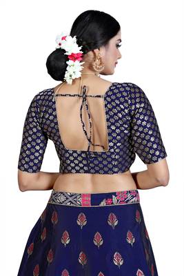 Multicolor jacquard jacquard semi stitched lehenga 3