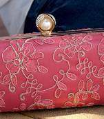 bagzVela Pink color Golden Work Clutch