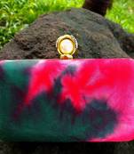 bagzVela Dark Pink & Green Color Clutch