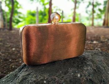 bagzVela Golden & Brown Color Clutch 1