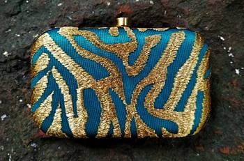 bagzVela Light Green & Golden Color Clutch 1