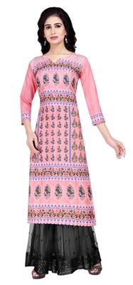 Pink printed crepe kurtas-and-kurtis 1