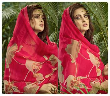  pink printed georgette saree with blouse 2