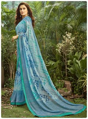  multicolor printed georgette saree with blouse 1