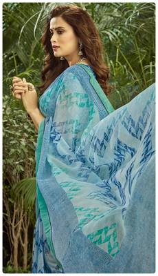  multicolor printed georgette saree with blouse 2