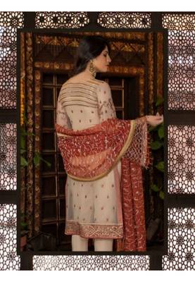 Cream embroidered chiffon salwar 3