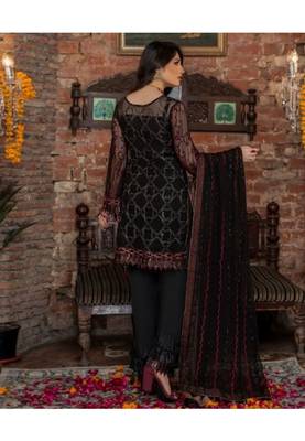 Black embroidered chiffon salwar 2