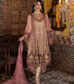 Beige embroidered chiffon salwar