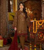 Mustard embroidered chiffon salwar