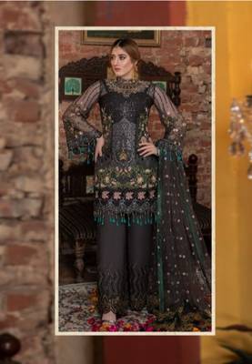 Dark-grey embroidered chiffon salwar 4