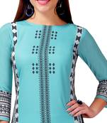 Sky-blue printed crepe kurtas-and-kurtis