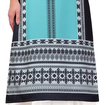 Sky-blue printed crepe kurtas-and-kurtis 3