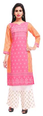 Pink printed crepe kurtas-and-kurtis 1